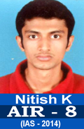 Toppers Results with Mathematics Optional Nitish K AIR-8 IAS-2014
