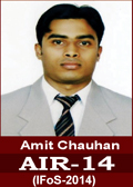 Amit Chauhan IFoS-2014 AIR-14 in IFoS 2014 Examination