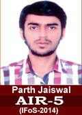 Parth Jaiswal AIR 5 in IFoS 2014 Examination