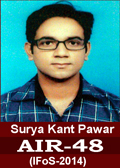 Surya Kant Pawar AIR-48 in IFoS 2014 Examination