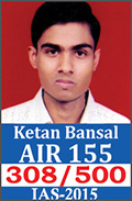 UPSC Civil Service Examination IAS-2015 Successful Student AIR-155 