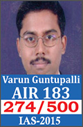 UPSC Civil Service Examination IAS-2015 Successful Student AIR-183 