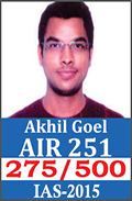 UPSC Civil Service Examination IAS-2015 Successful Student AIR-251 